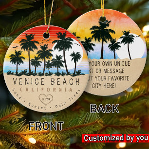 Décoration En Céramique Venice Beach California Retro Sunset Palm les anné