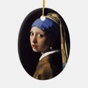 Décoration En Céramique Vermeer Girl Pearl Élevant Masterpiece Peinture