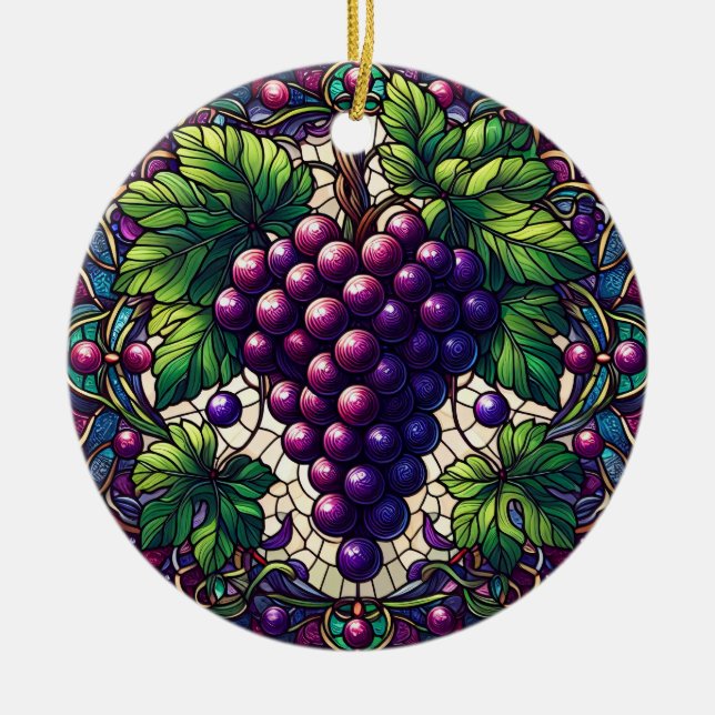 Décoration En Céramique Verre de raisins (Devant)