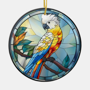 Décoration En Céramique Verre doux Cockatoo blanc Parrot Bird