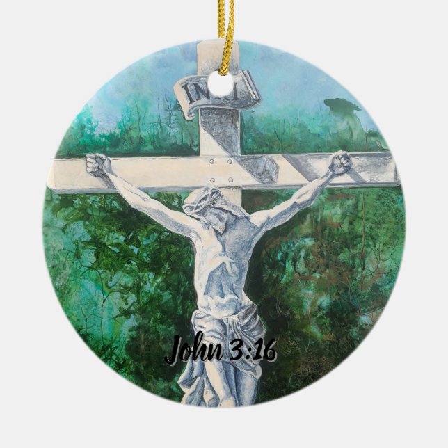 Décoration En Céramique Verset Bible Crucifix (Devant)