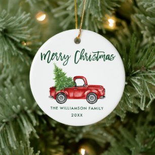 Décoration En Céramique Vert Bracelet Script Aquarelle Vintage Camion roug