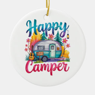 Décoration En Céramique Vêtements de camping drôles de campeur heureux rem