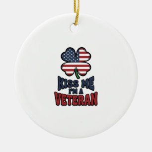Décoration En Céramique Vétéran Kiss Me Trèfle Patriotique Vintage Chemise