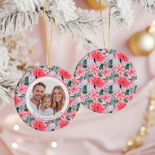 Décoration En Céramique Vibrant Pink Noël Fleur Photo 1 Face