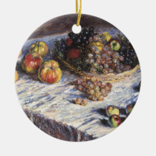 Décoration En Céramique Vie morte avec pommes et raisins par Claude Monet