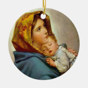 Décoration En Céramique Vierge Marie et Enfant Madonna vintage