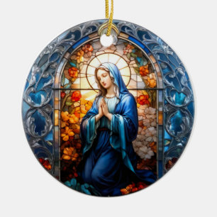 Décoration En Céramique Vierge Vitrail Mary