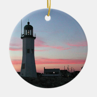 Décoration En Céramique Vieux phare de Scituate au crépuscule