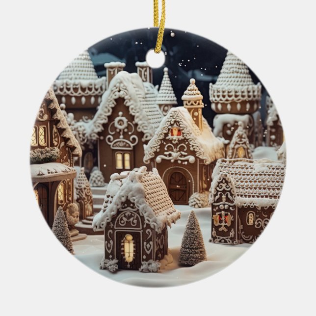 Décoration En Céramique Village de Noël vintage (Devant)