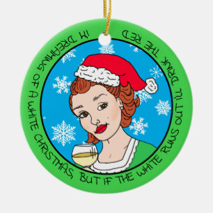 Décoration En Céramique Vin amusant Humour Retro Lady Noël