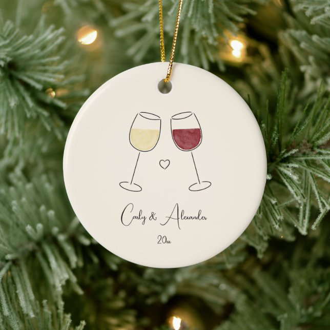 Décoration En Céramique Vin rouge blanc marié couple d'anniversaire (Arbre)