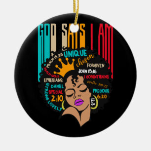 Décoration En Céramique Vintage Black Girl Dieu Dit Que Je Suis Black Mela