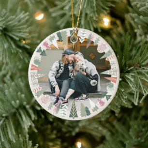 Décoration En Céramique Vintage Chic Arbre de Noël Photo IVORY rose rond