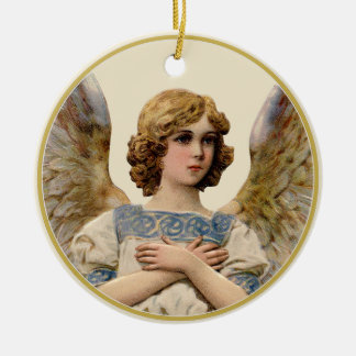 Décoration En Céramique Vintage Christmas Angel Ivory Holiday Message