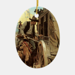 Décoration En Céramique Vintage Cowboys, The Admirable Outlaw par NC Wyeth