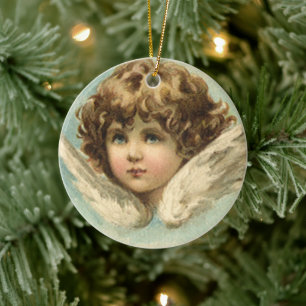 Décoration En Céramique Vintage Easter, Victorian Angel with Lily Flowers