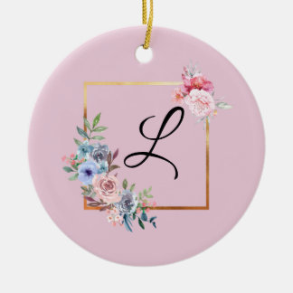 Décoration En Céramique Vintage Golden Multicolore Fleurs Monogramme Texte