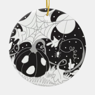 Décoration En Céramique Vintage Halloween Citrouille & Spider