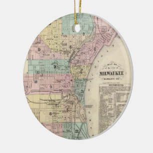 Décoration En Céramique Vintage Map of Milwaukee