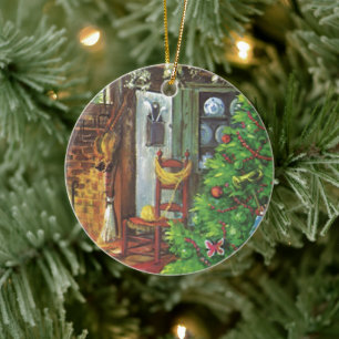 Décoration En Céramique Vintage Noël, Cabine confortable en rondins avec c