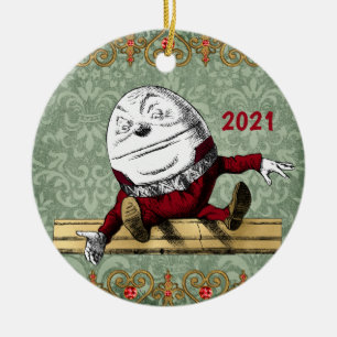 Décoration En Céramique Vintage Rouge or Humpty Dumpty Noël