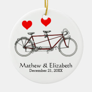 Décoration En Céramique Vintage Tandem Vélo Tandem Personnalisé Mariage