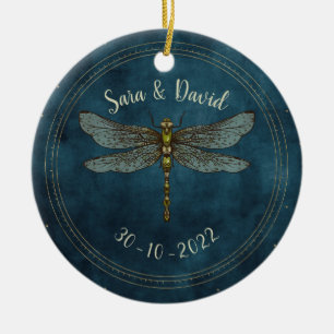 Décoration En Céramique Vintage Turquoise Dark Gothique Dragonfly Couple M