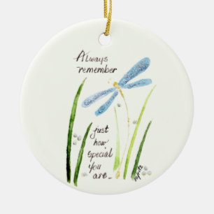 Décoration En Céramique Vintage Watercolor Dragonfly Always Remember text 