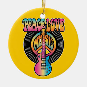 Décoration En Céramique Vinyl Peace Love Music