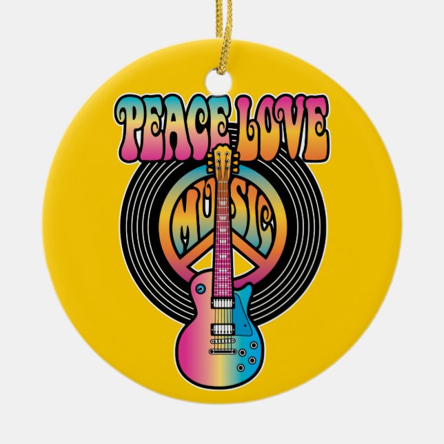 Décoration En Céramique Vinyl Peace Love Music (Devant)