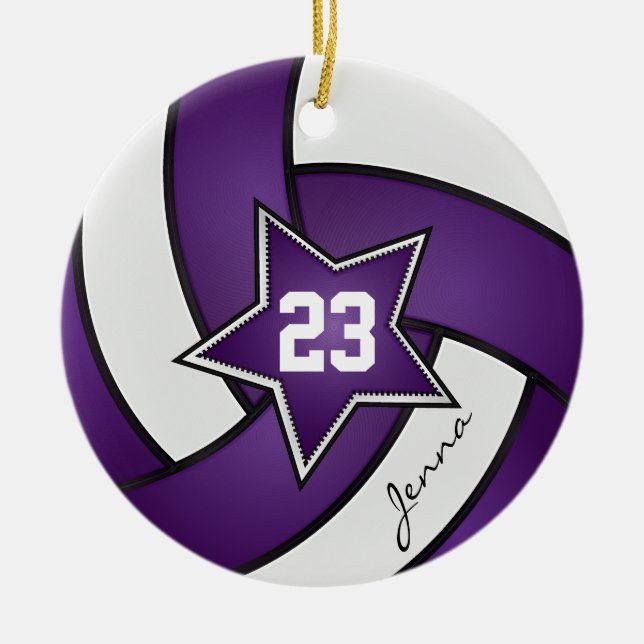 Décoration En Céramique Violet et blanc Star 🏐 volleyball (Devant)