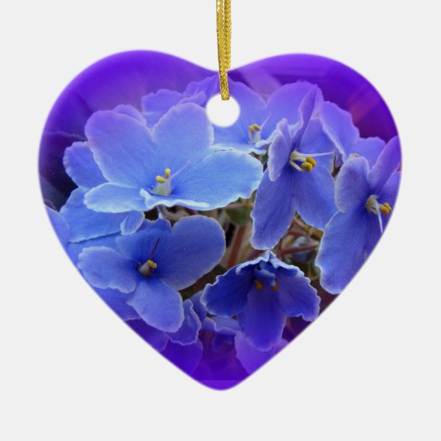 Décoration En Céramique Violettes africaines bleues à personnaliser (Devant)