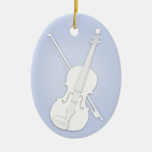 Décoration En Céramique Violon blanc ou alto avec Bow Blue Musique personn