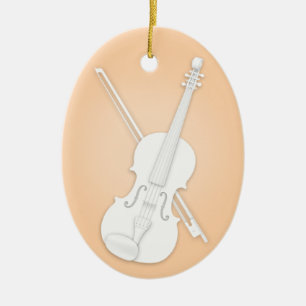 Décoration En Céramique Violon blanc ou alto avec Bow Orange Musical