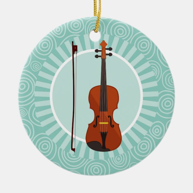 Décoration En Céramique Violon Fun Turquoise Swirl Music (Devant)