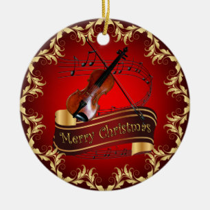 Décoration En Céramique Violon ~ Scroll musical ~ Joyeux Noël ~ * ~