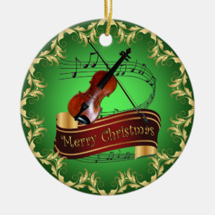 Décoration En Céramique Violon ~ Scroll musical ~ Joyeux Noël ~ * ~