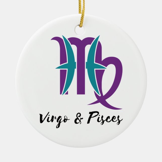 Décoration En Céramique Virgo et Pisces Couples Zodiac Astrologie (Devant)
