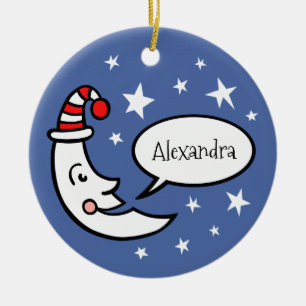 Décoration En Céramique Visage de lune personnalisée et étoiles Arbre de N