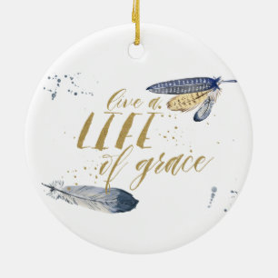 Décoration En Céramique Vivent une vie d'ornement de Noël de grâce