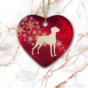 Décoration En Céramique Vizsla Chien de flocon rouge or