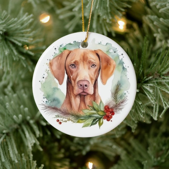 Décoration En Céramique Vizsla Christmas Wreath Festive Pup (Arbre)