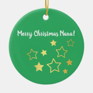 Décoration En Céramique Voeux De Noël Pour Nana Avec Étoiles D'Or