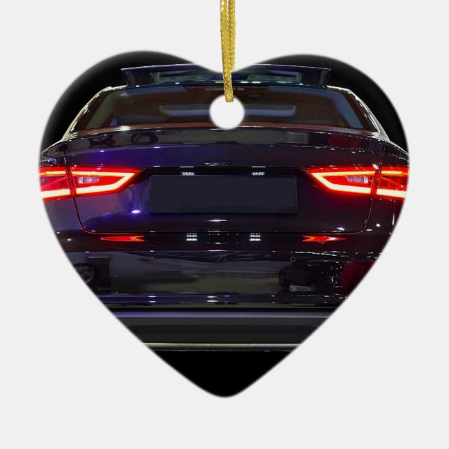 Décoration En Céramique voiture noire, lumières rouges (Devant)