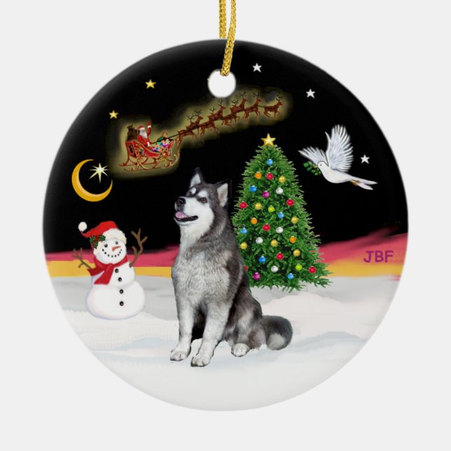 Décoration En Céramique Vol de nuit - Malamute d'Alaska (Devant)