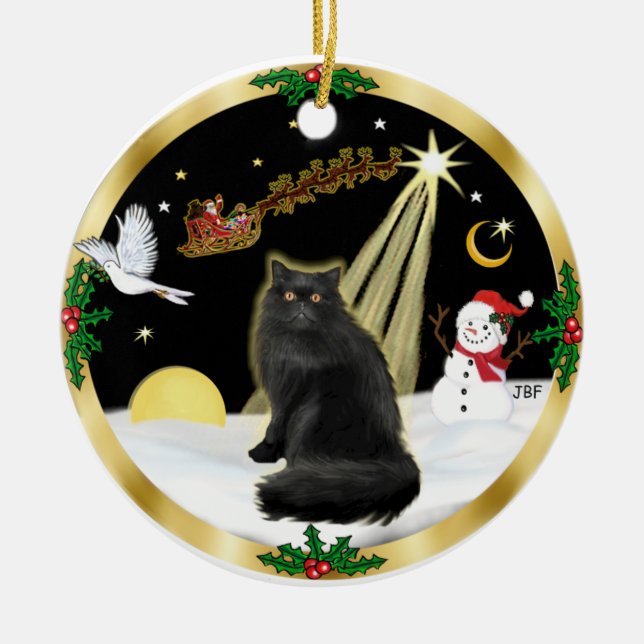 Décoration En Céramique Vol nocturne (GW) - Chat persan noir (Devant)