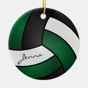 Décoration En Céramique Volley-ball noir, blanc et vert foncé 🏐