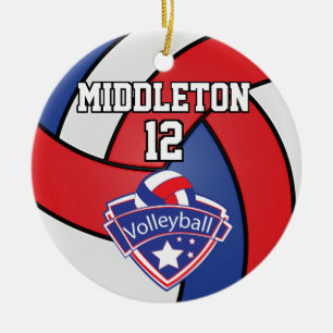 Décoration En Céramique Volley-ball 🏐 rouge, blanc et bleu