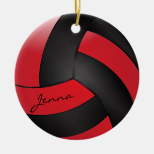 Décoration En Céramique Volley-ball rouge et noir   Nom do-it-yourself